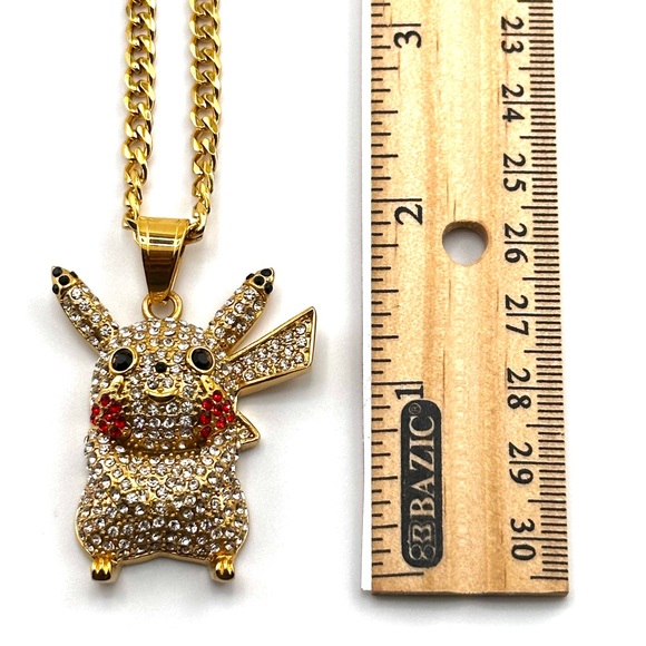 18K Gold Plated over Stainless Steel Pikachu Pendant Necklace - Picture 3 of 8